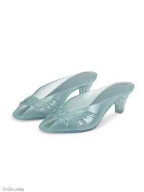Clear Jelly Sandals Kitten Heel Slide Open Toe Slingback Summer Beach Shoes